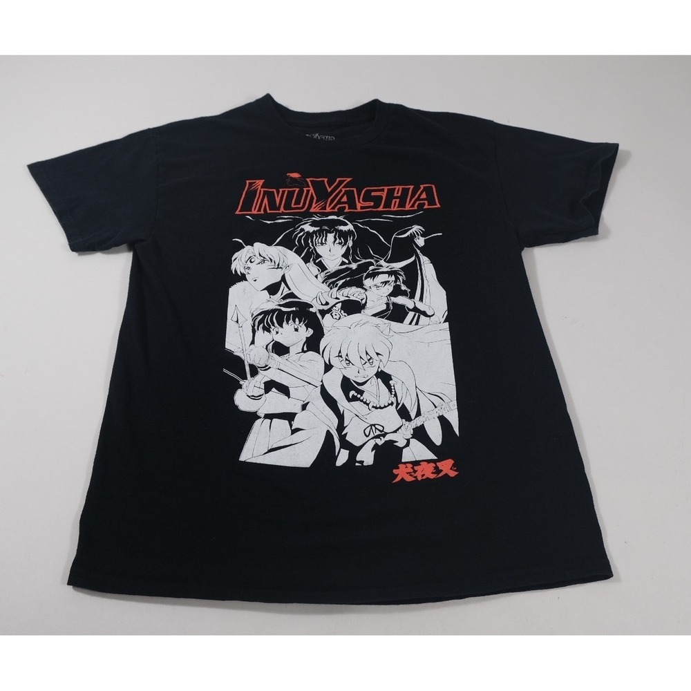 Inuyasha T Shirt Mens M Black Anime Manga Graphic Tee Cast Group Print 2009